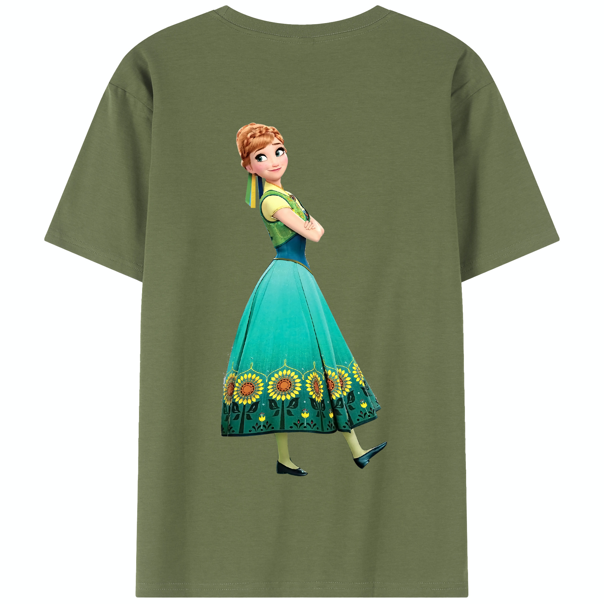 （画像用） アナと雪の女王 アンナ エルサ Frozen Anna Elsa 綿100％半袖Tシャツ（背面プリント）